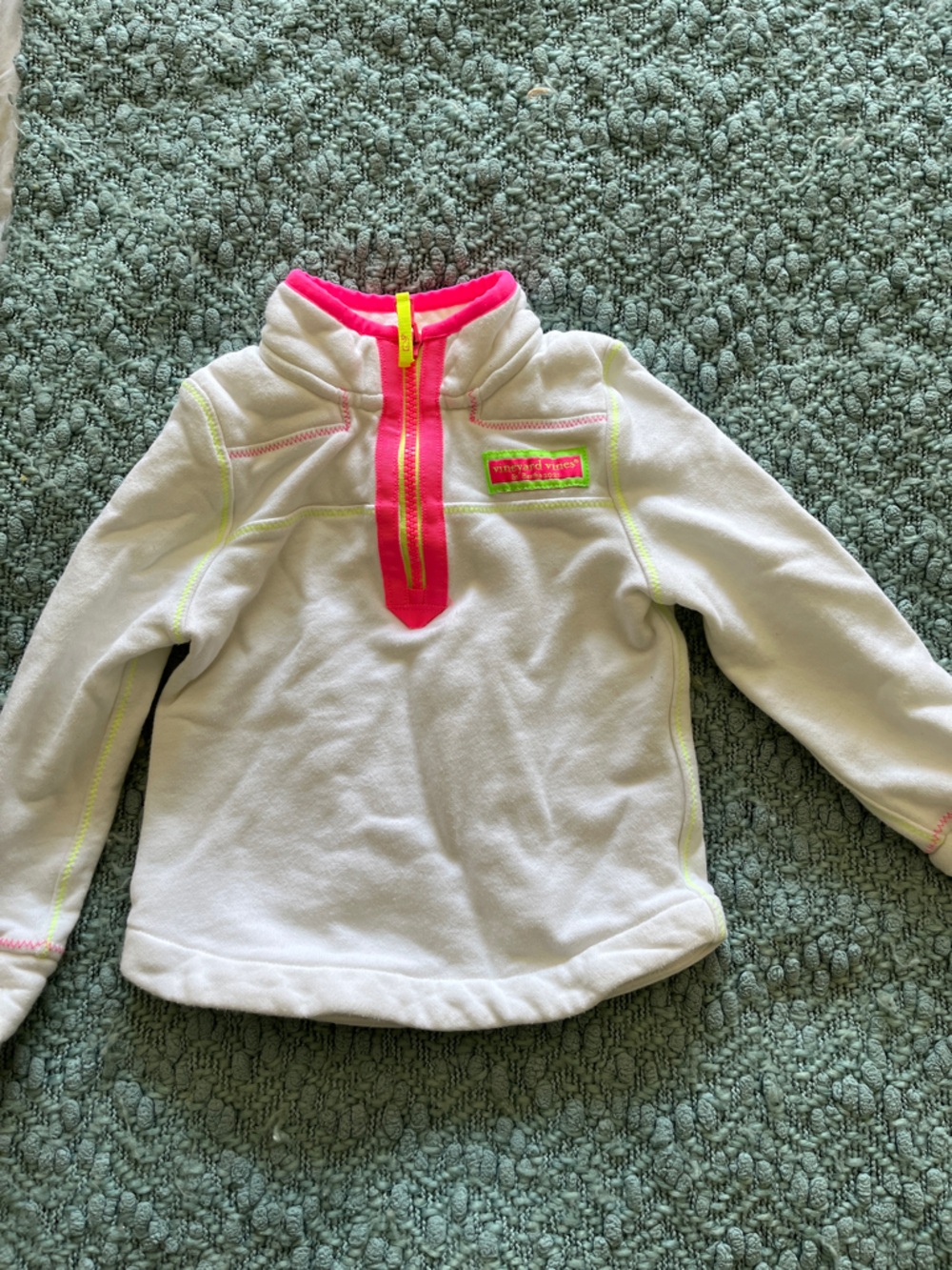 White Hoodie with Neon Pink & Lime Accent